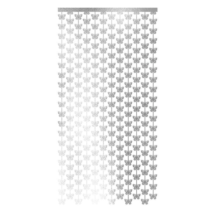 Cortina De Fiesta Metalizada Mariposas Plateada 2 MT X 1 MT Sempertex