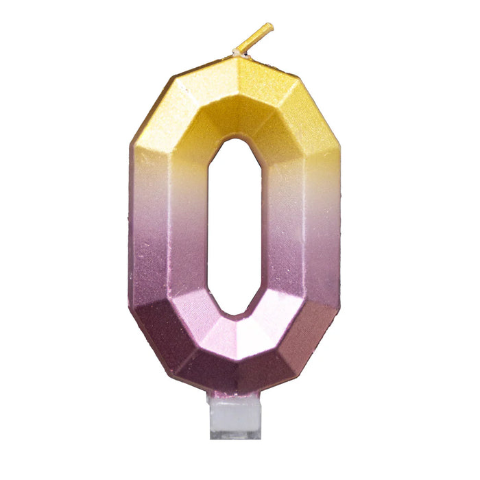Vela Numerica Degradada Rosa - Dorado # 0 Sempertex x 1 Unidad