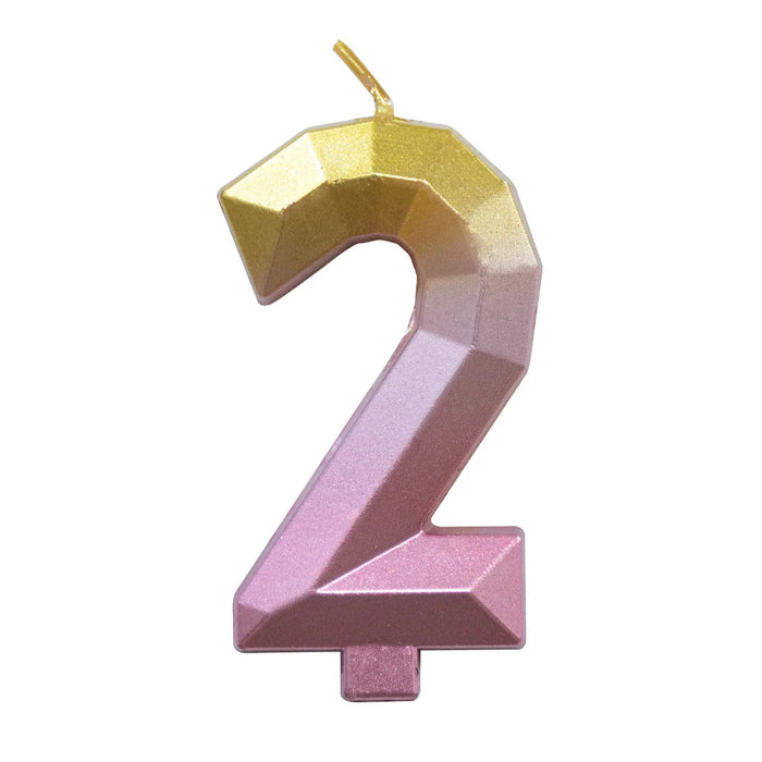 Vela Numerica Degradada Rosa - Dorado # 2 Sempertex x 1 Unidad