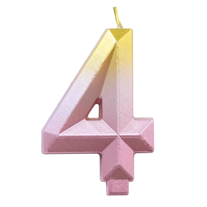 Vela Numerica Degradada Rosa - Dorado # 4 Sempertex x 1 Unidad