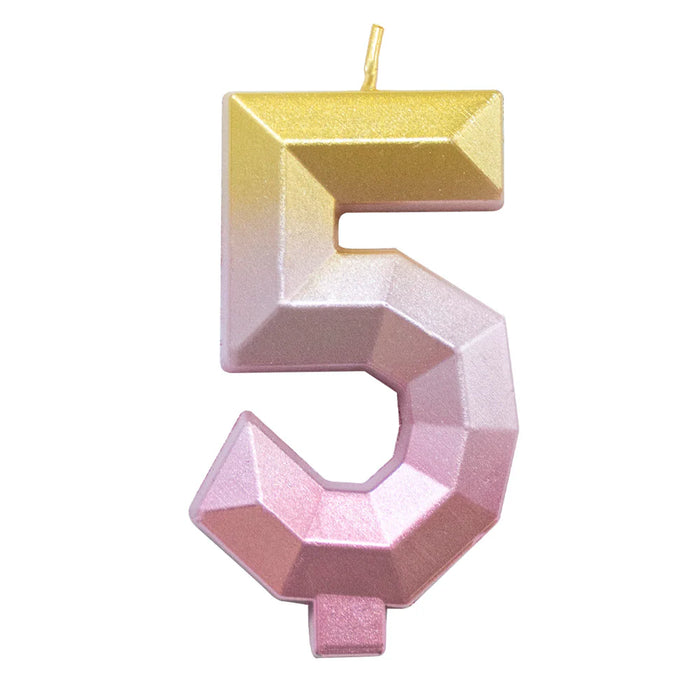 Vela Numerica Degradada Rosa - Dorado # 5 Sempertex x 1 Unidad