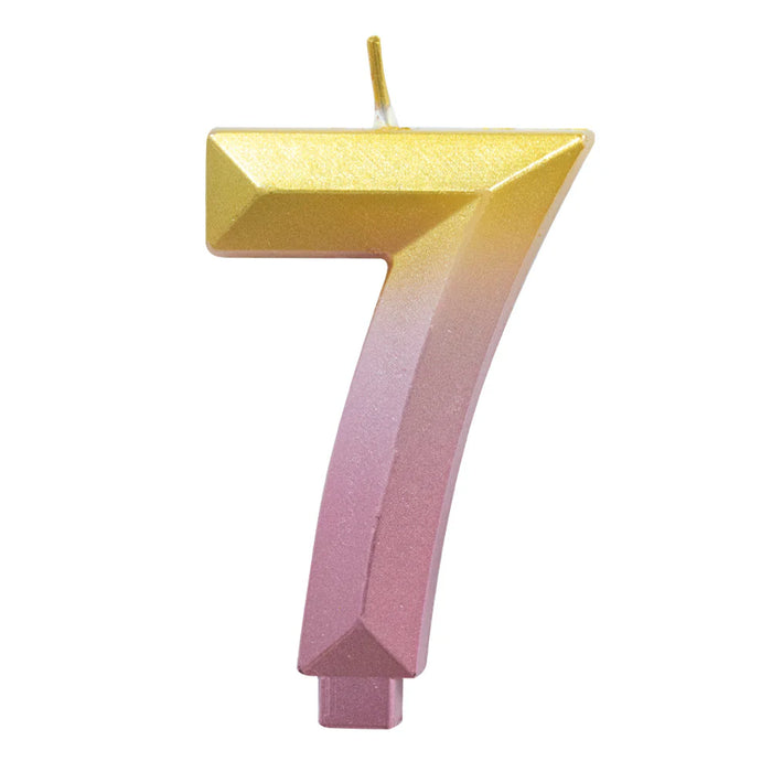 Vela Numerica Degradada Rosa - Dorado # 7 Sempertex x 1 Unidad