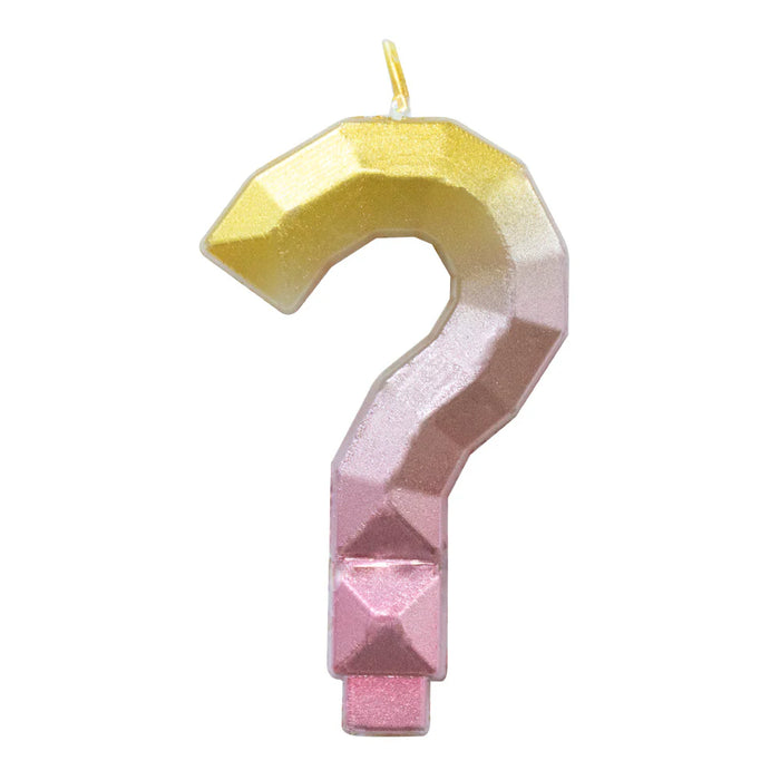 Vela Numerica Degradada Rosa - Dorado ? Interrogacion Sempertex x 1 Unidad