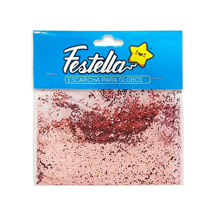 Escarcha Dorado Rosa Para Globo 20 Gr x 1 Unidad