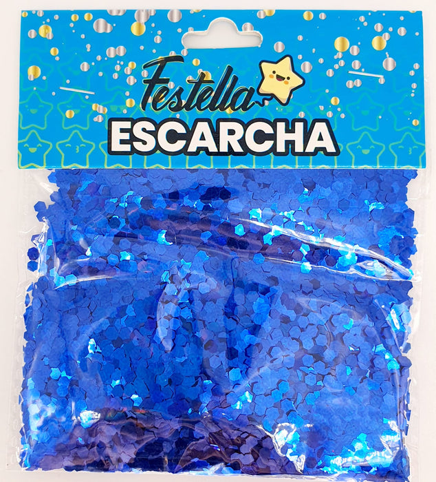 Escarcha Azul Hexagonal Para Globo 20 Gr x 1 Unidad