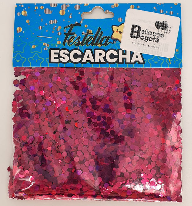 Escarcha Fucsia Hexagonal Para Globo 20 Gr x 1 Unidad