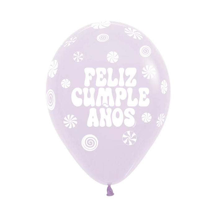 Globos Infinity Pastel Mate Surtido Feliz Cumpleaños Candy R12 x 50 globos