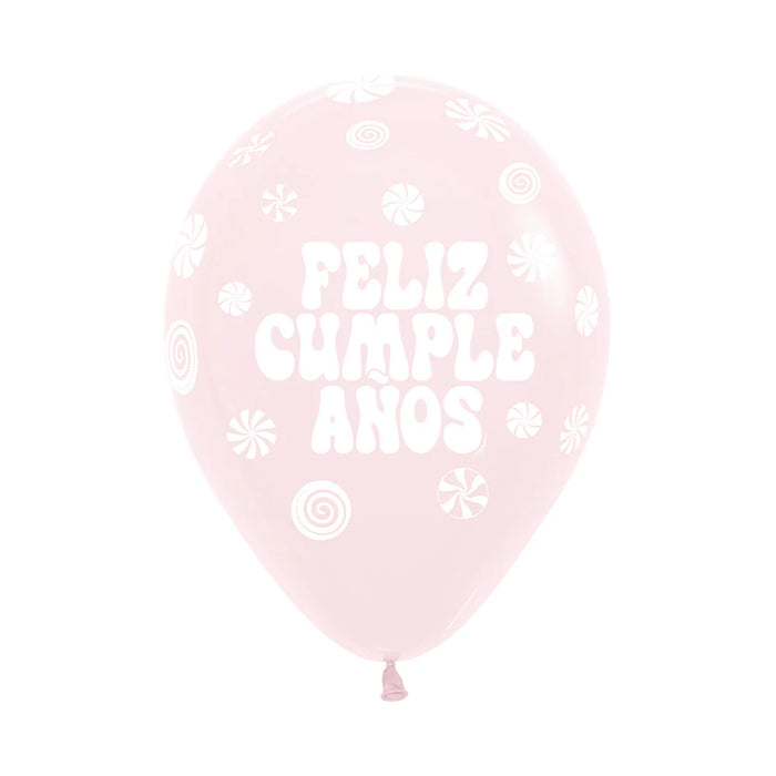 Globos Infinity Pastel Mate Surtido Feliz Cumpleaños Candy R12 x 50 globos