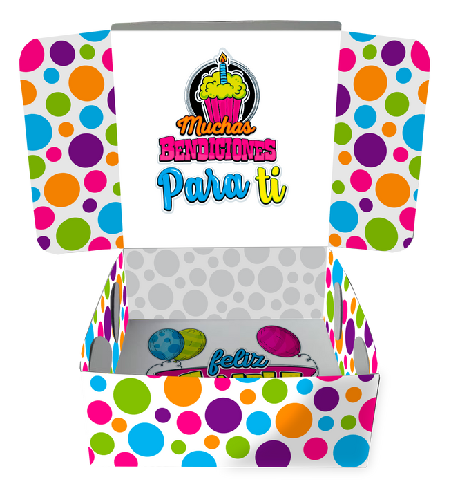 Caja Fantasia Mediana Feliz Cumpleaños Multicolor x 1 Unidad