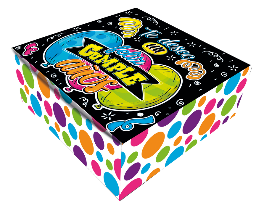 Caja Fantasia Mediana Feliz Cumpleaños Multicolor x 1 Unidad