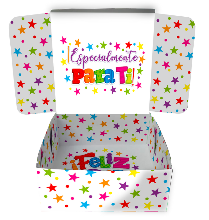 Caja Fantasia Mediana Feliz Dia Estrellas Multicolor x 1 Unidad