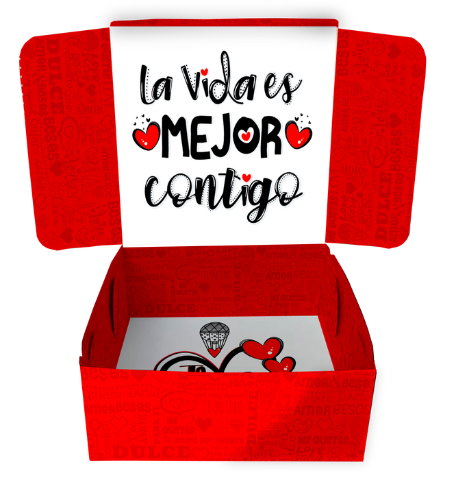 Caja Fantasia Mediana Te Amo Corazon x 1 Unidad