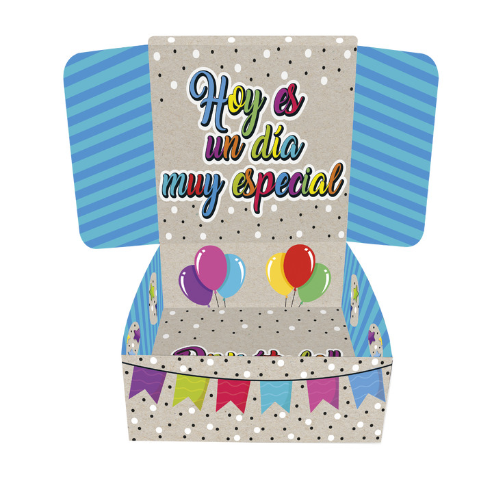 Caja Fantasia Mediana Feliz Cumpleaños Globos x 1 Unidad