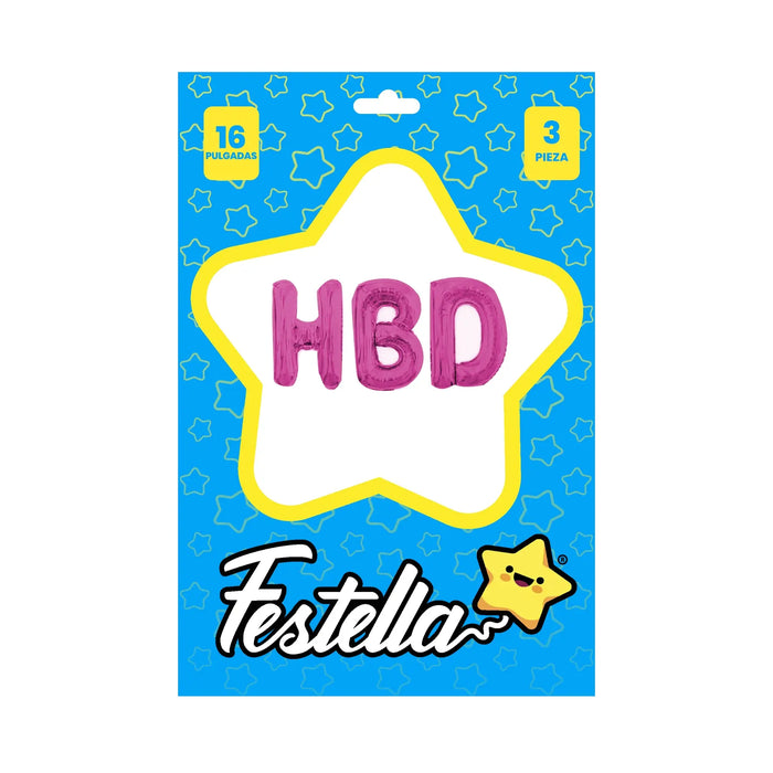 Globo Metalizado HBD Fucsia 16" X 1 Unidad Festella
