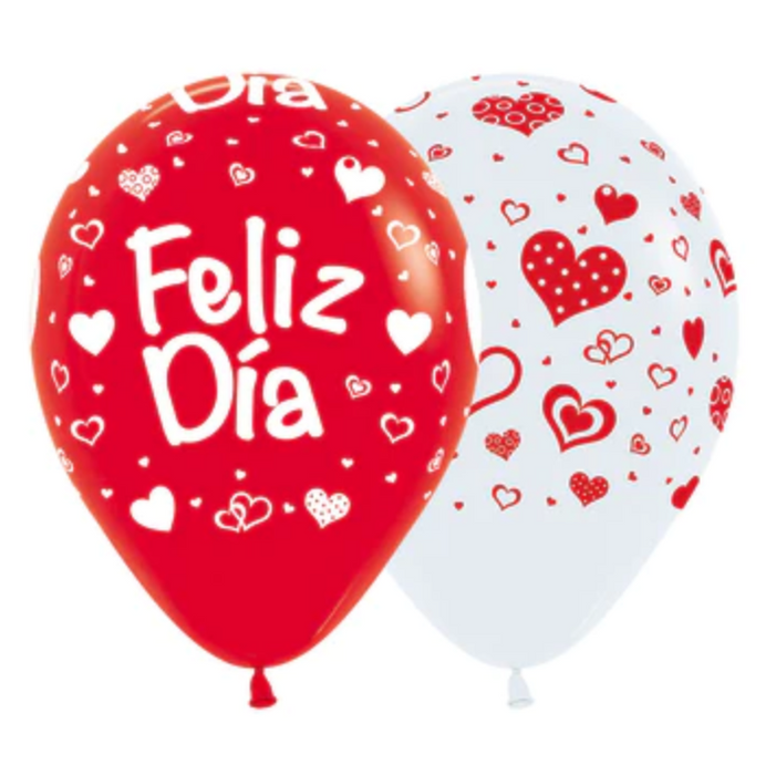 Globo Fashion Surtido Infinity Feliz Dia Corazones R12 X 50 Unidades Sempertex