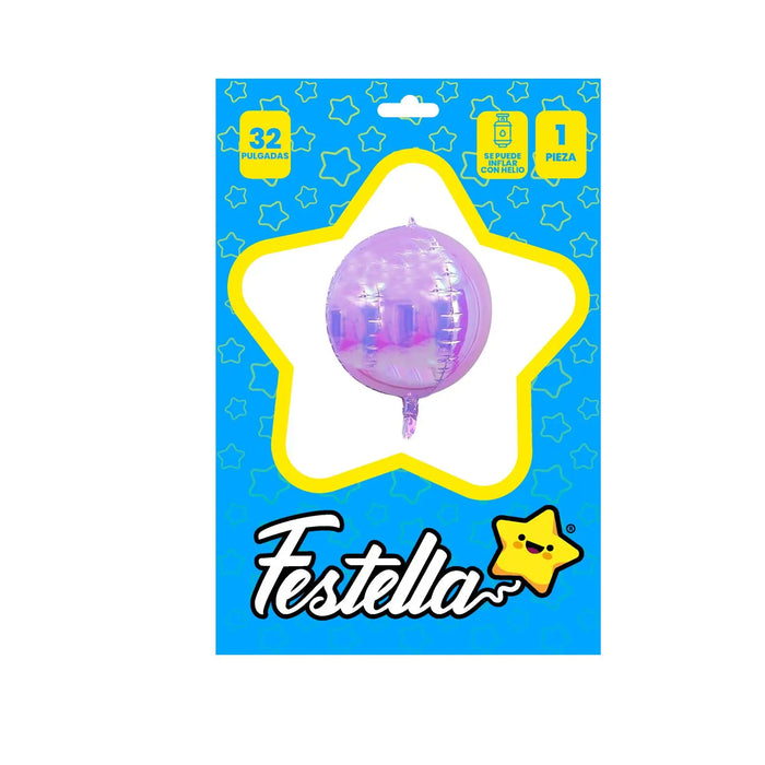 Globo Redondo Metalizado Color Lila Iridiscente 32" x 1 Unidad Festella