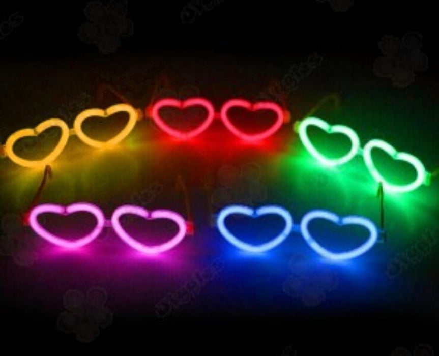 Gafas de Fiesta Fluorescente Corazon Neon Azul X Unidad
