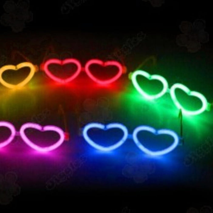 Gafas de Fiesta Fluorescente Corazon Neon Rojo X Unidad