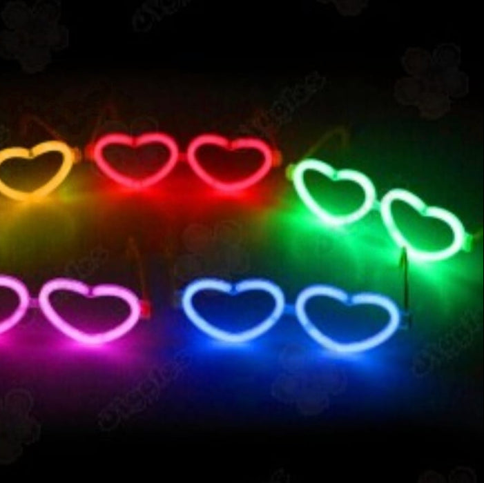 Gafas de Fiesta Fluorescente Corazon Neon Verde X Unidad