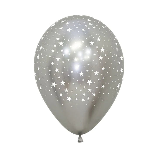 Globo Plateado Reflex Infinity Estrellas R5 X 50 Unidades Sempertex