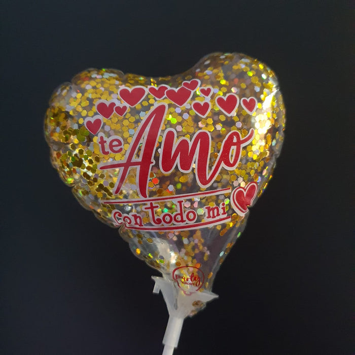 Globo Burbuja Corazon Mensaje 6" X Unidad Ref. 3