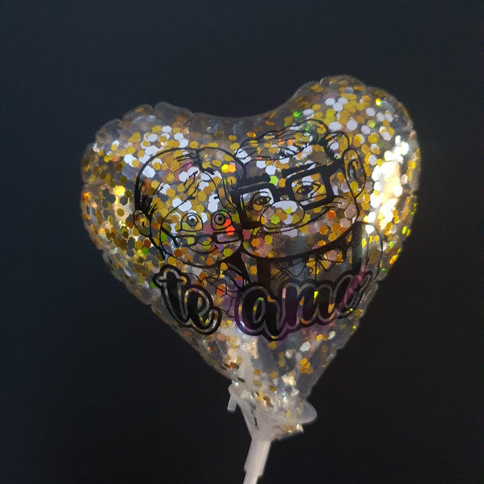Globo Burbuja Corazon Mensaje 6" X Unidad Ref. 4
