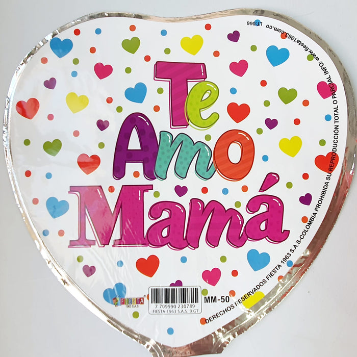 Globo Metalizado Corazon Mensaje Mama 10" X Unidad Ref. 2