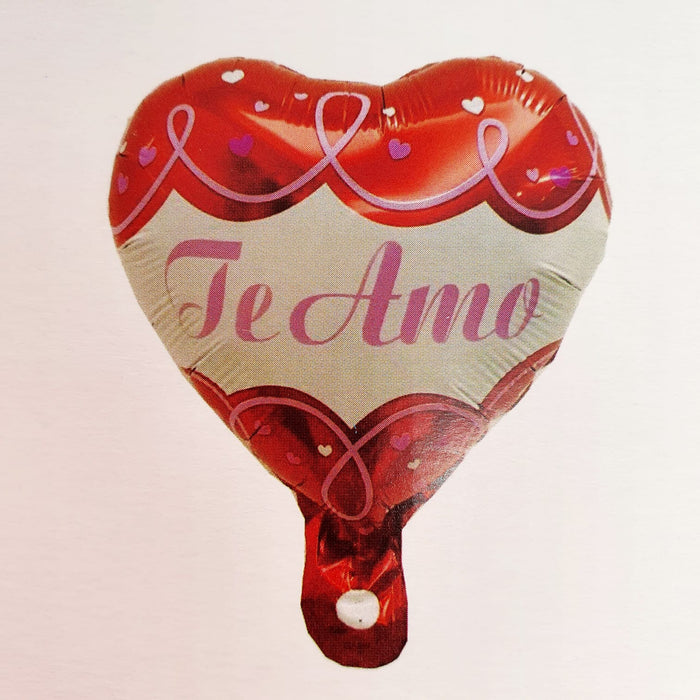 Globo Metalizado Corazon Te Amo Rojo Curvas 10" Festella