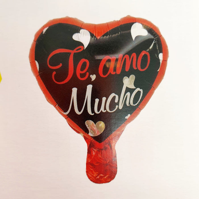 Globo Metalizado Corazon Te Amo Rojo / Negro  10" Festella