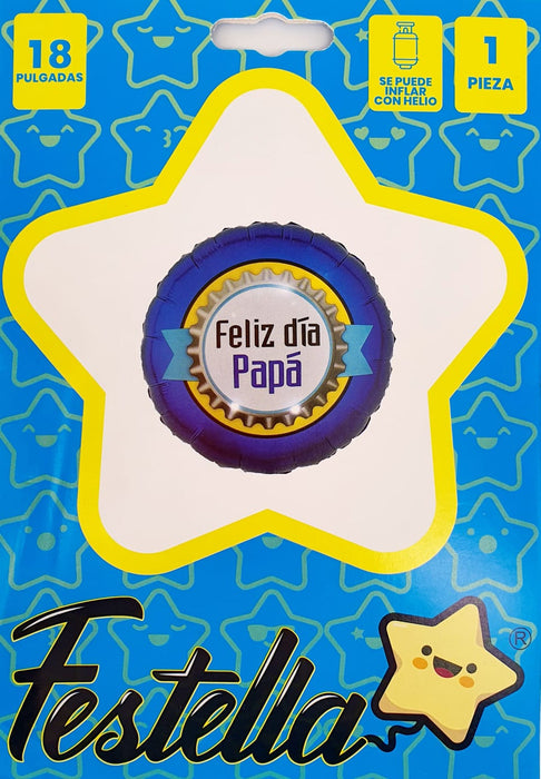 Globo Metalizado Redondo Feliz Dia Papa 18" Festella
