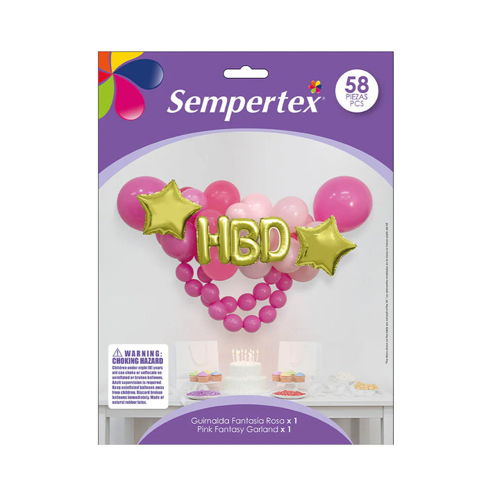 Guirnalda De Globos Fantasia Rosa 58 Piezas Sempertex