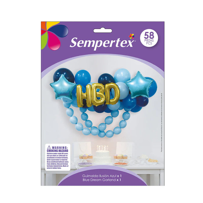 Guirnalda De Globos Ilusion Azul 58 Piezas Sempertex