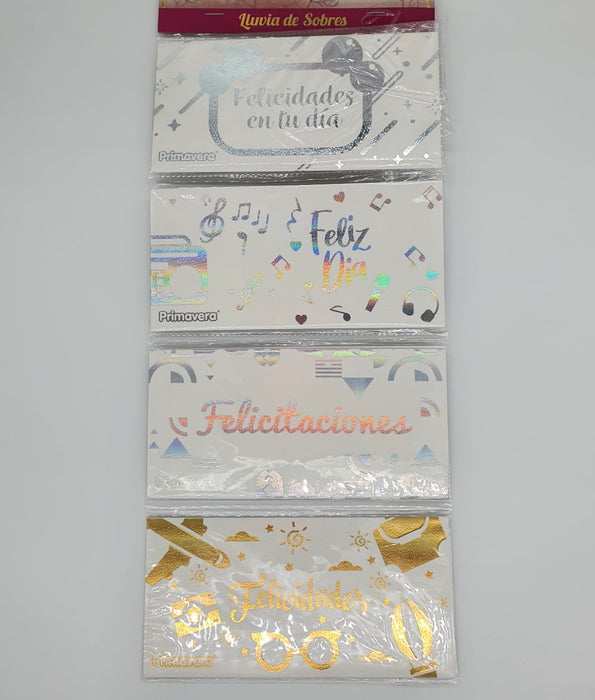 Sobres para Lluvia de Sobre Tematica Metalico x 12