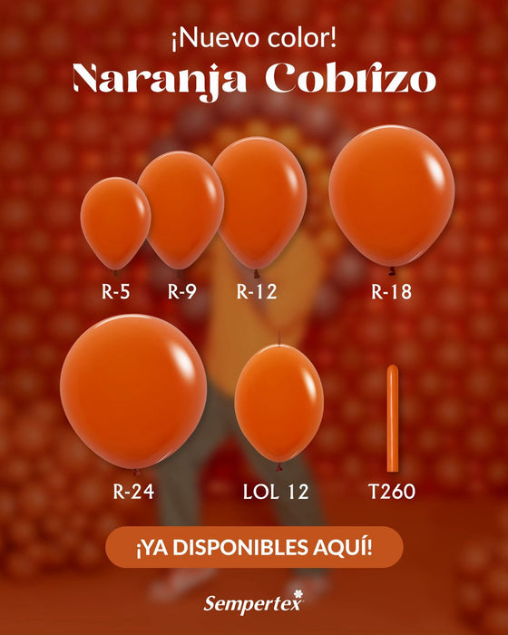 Globo Naranja Cobrizo Fashion R18 X 50 Unidades Sempertex