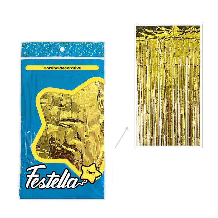 Cortina de Fiesta Lisa 2m x1m Dorado Festella