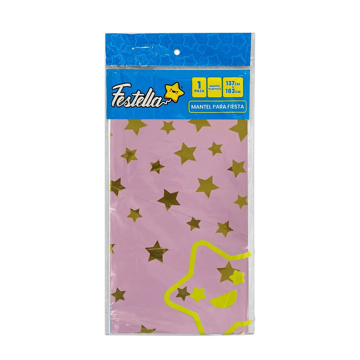 Mantel Plastico Estrellas Rosado x 1 Unidad Festella
