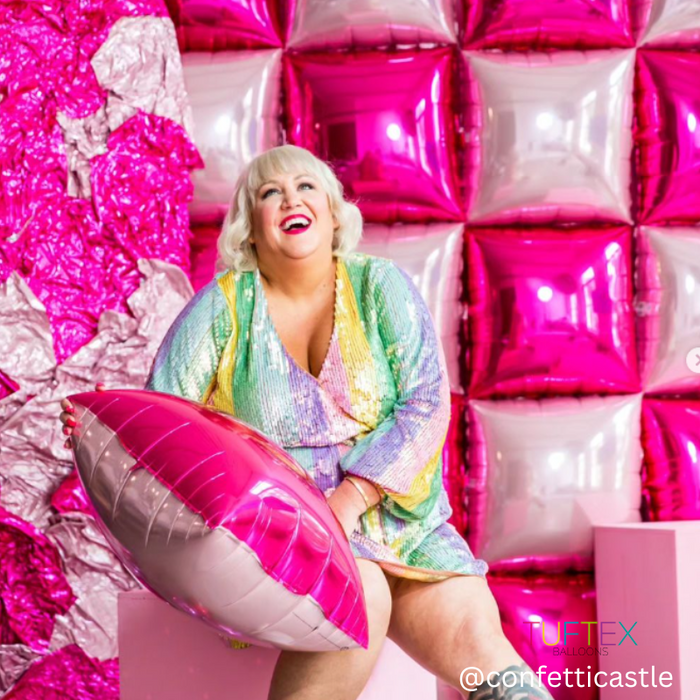 Globo foil Cuadrado 24" Fucsia y Rosa Marca Tuftex x 1 Unidad