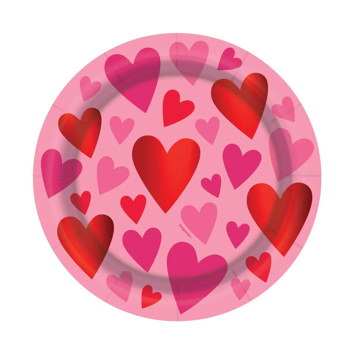 Plato 7" Metalizado Corazones Pop X 8 Unidades Sempertex