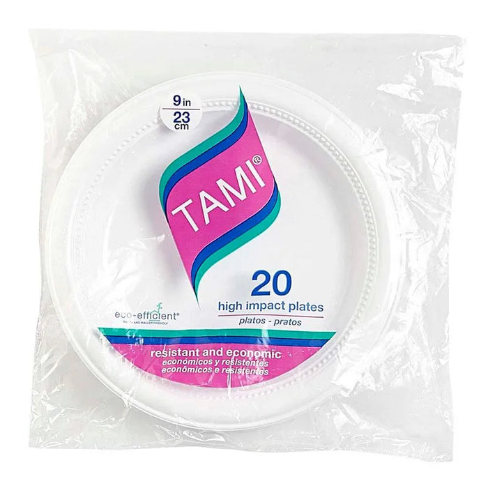 Plato Desechable Blanco 23 CM X 20 Unidades Tami