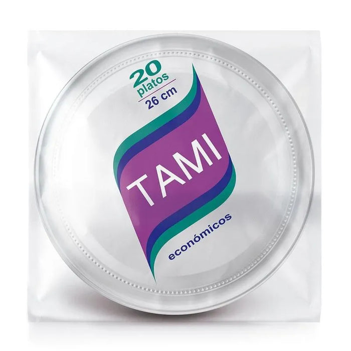 Plato Desechable Blanco 26 CM X 20 Unidades Tami