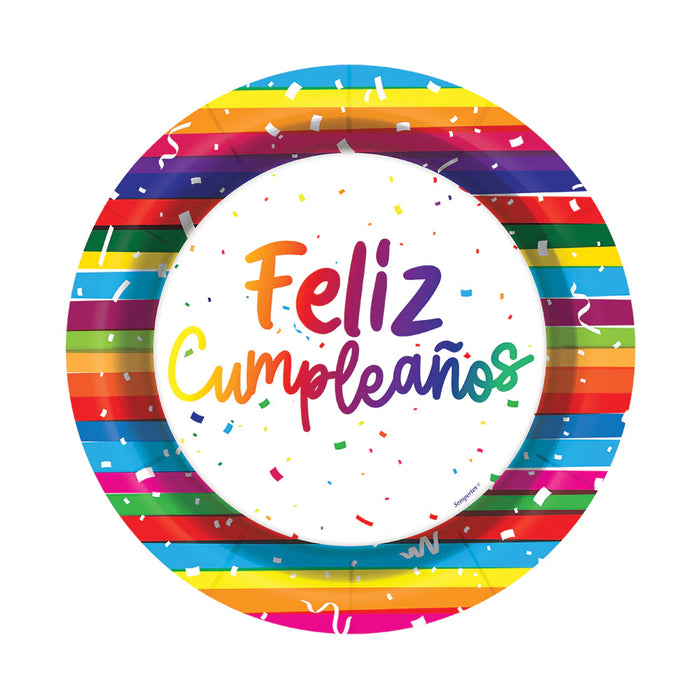 Plato 7" Feliz Cumpleaños Festivo X 8 Unidades Sempertex