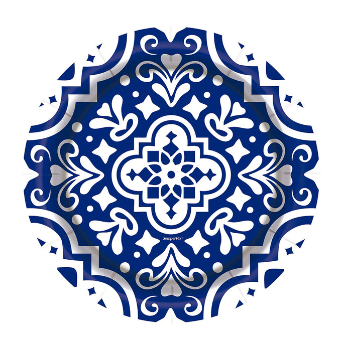 Plato 7" Redondo Mediterraneo Azul X 8 Unidades Sempertex
