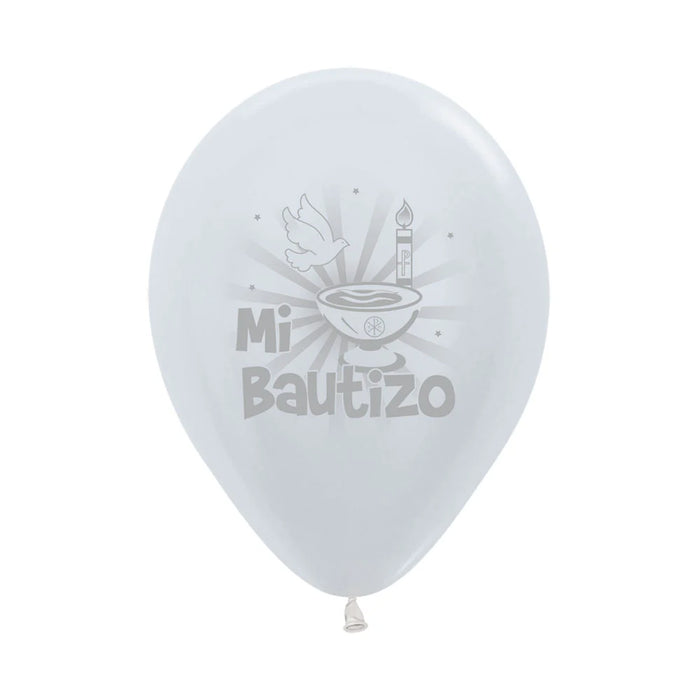 Globo Mi Bautizo Satin Perla R12 X 12 Unidades Sempertex