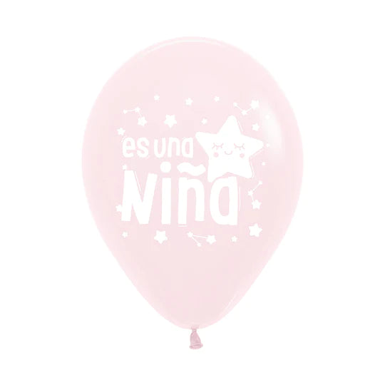 Globo Es Una Niña Estrella Rosado Pastel Mate R12 X  12 Globos