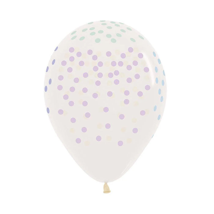 Globo Cristal Confetti Multicolor Pastel R12 x 50 Unidades Sempertex
