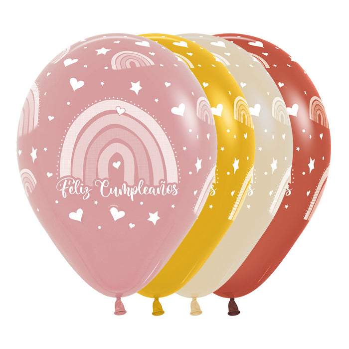 Globos Infinity Feliz Cumpleaños Arcoiris R12 X 50 Globos
