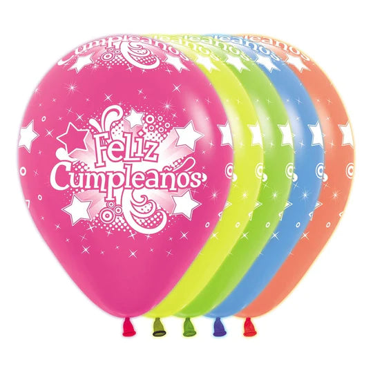 Globo Infinity Feliz Cumpleaños Neon Surtido R12 X 12 Globos