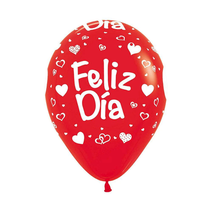 Globo Feliz Dia Corazones Fashion Rojo Infinity R12 x 12 Unidades Sempertex