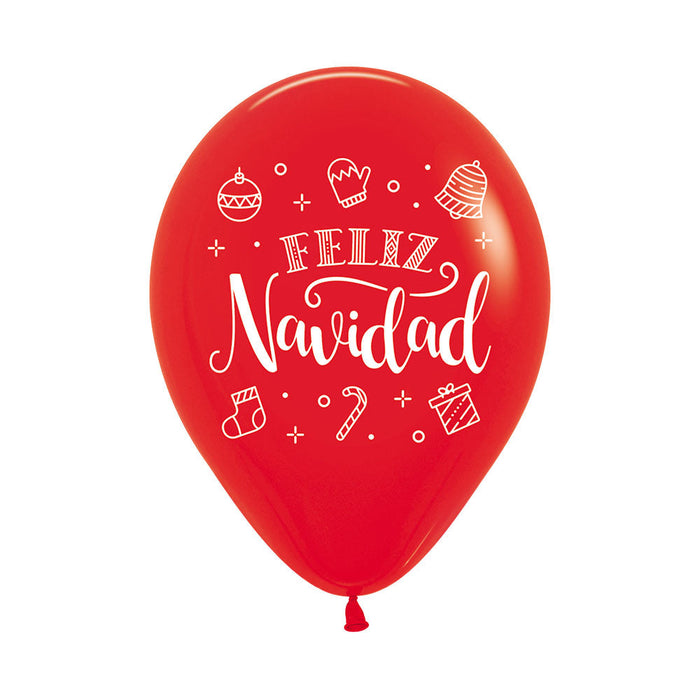 Globo Impreso Feliz Navidad Corona R12 x 50 Unidades Sempertex