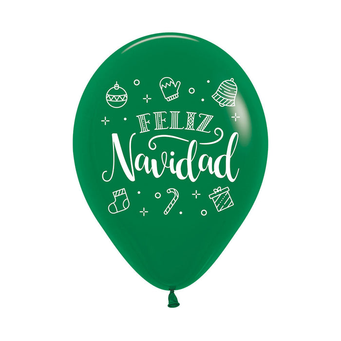 Globo Impreso Feliz Navidad Corona R12 x 50 Unidades Sempertex